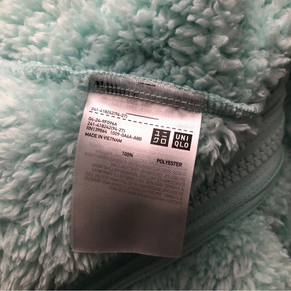 Uniqlo Women's Jacket Mint Green Medium Long Sleeves Mock Neck Zip Fuzzy - Picture 10 of 12